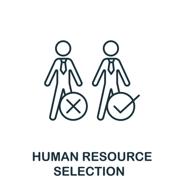Human Resouce Selection Ikonen Från Global Företagsinsamling Enkel Linje Human — Stock vektor