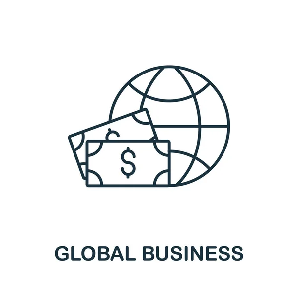 Ikona Globalnego Biznesu Prosty Element Linii Globalny Symbol Biznesu Dla — Wektor stockowy