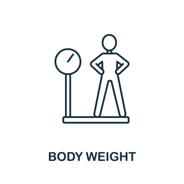 健康診断コレクションから体重アイコン シンプルなラインボディテンプレート ウェブデザイン インフォグラフィックのための重量アイコン — ストックベクタ