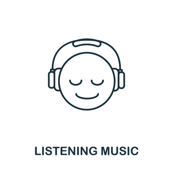 Escuchar Música Icono Colección Pasatiempos Símbolo Música Línea Simple Para — Vector de stock