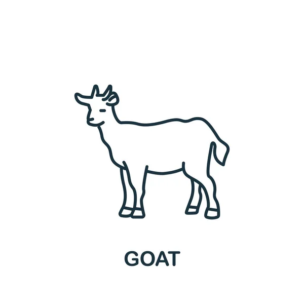 来自家养动物的山羊图标 用于模板 网页设计和信息图形的简单行元素山羊符号 — 图库矢量图片