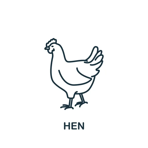 Hen Icon Home Animals Collection Simple Line Element Hen Symbol — Stock Vector