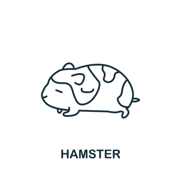 ホーム動物コレクションからハムスターアイコン テンプレート ウェブデザインやインフォグラフィックのためのシンプルなライン要素ハムスターシンボル — ストックベクタ