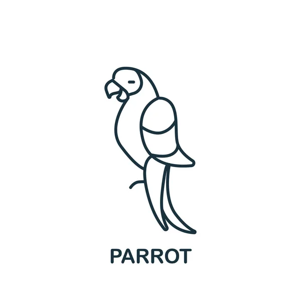 Ícone Papagaio Coleção Animais Domésticos Símbolo Papagaio Elemento Linha Simples — Vetor de Stock