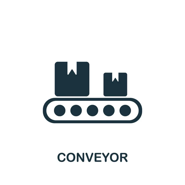 Icône Convoyeur Collection Industrielle Icône Convoyeur Ligne Simple Pour Les — Image vectorielle