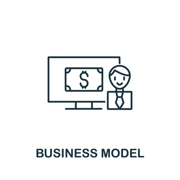 Ícone Modelo Negócios Coleção Indústria Simbolo Modelo Negócio Elemento Linha —  Vetores de Stock