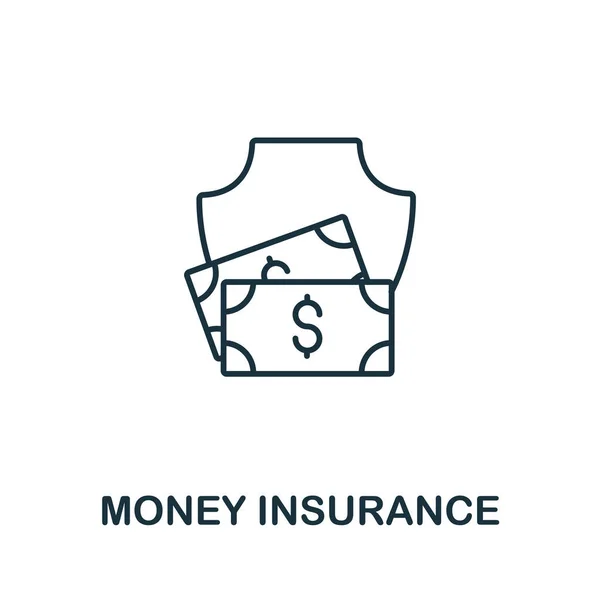 Pénzbiztosítás Ikon Biztosítási Gyűjteményből Egyszerű Vonal Money Insurance Ikon Sablonok — Stock Vector