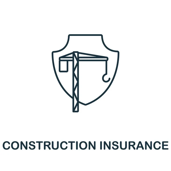 保険回収からの建設保険アイコン テンプレート ウェブデザイン インフォグラフィックのためのシンプルなライン建設保険アイコン — ストックベクタ