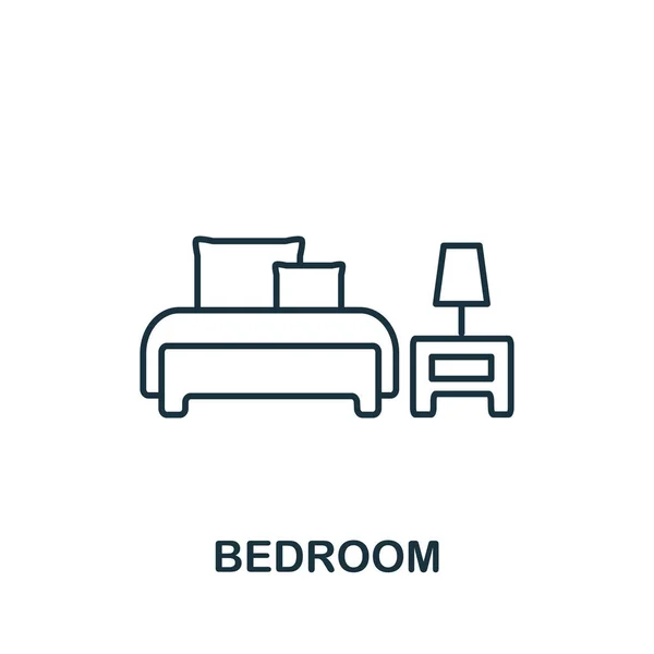 Icono Del Dormitorio Colección Interior Símbolo Dormitorio Elemento Línea Simple — Vector de stock