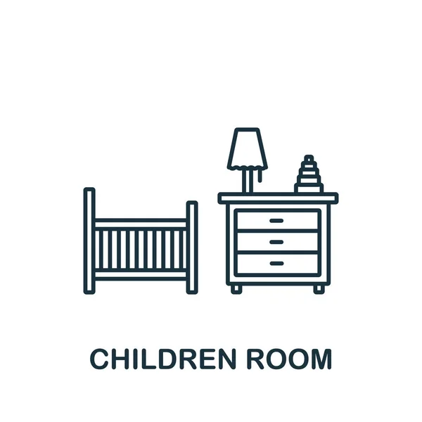 Icono Habitación Para Niños Colección Interior Símbolo Habitación Simple Elemento — Vector de stock