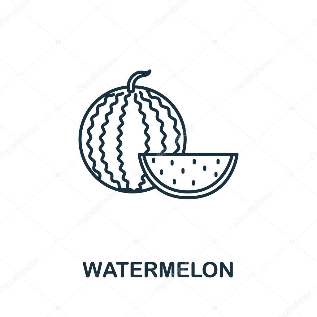 Watermelon icon from fruits collection. Simple line element watermelon symbol for templates, web design and infographics.