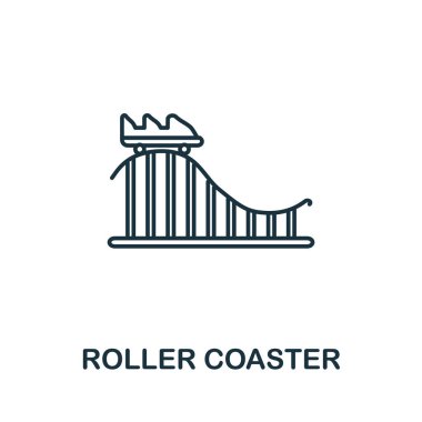 Hız treni ikonu. Lunapark koleksiyonundan basit bir parça. Web tasarımı, şablonlar, bilgi grafikleri ve daha fazlası için yaratıcı Roller Coaster simgesi