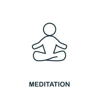 Meditasyon ikonu. Biyohack koleksiyonundan basit bir illüstrasyon. Web tasarımı, şablonlar, bilgi grafikleri için yaratıcı meditasyon simgesi