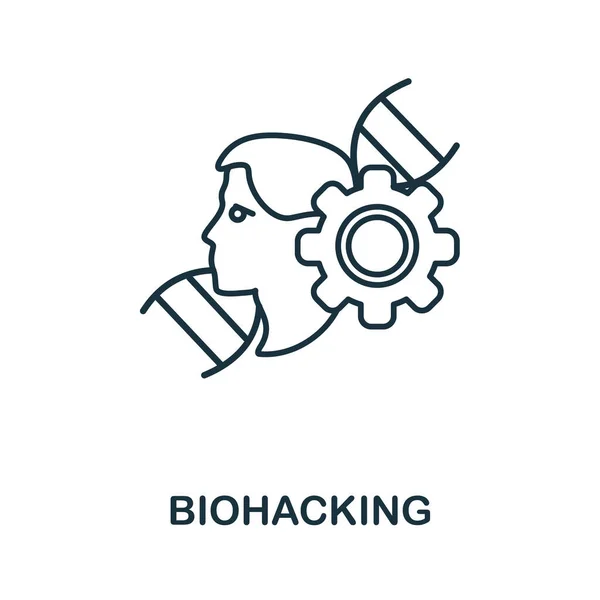 Biyohack ikonu. Şablonlar, web tasarımı ve bilgi grafikleri için basit satır ögesi biyo hack sembolü — Stok Vektör