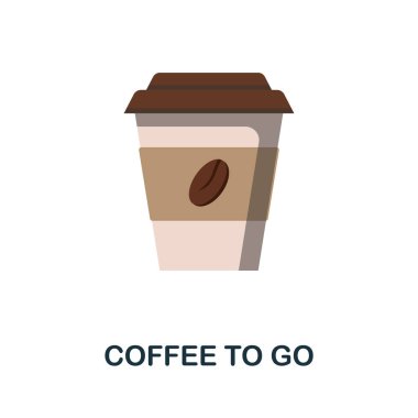 Düz simgeleşmek için kahve. Kahve koleksiyonundan basit bir renk. Web tasarımı, şablonlar, bilgi grafikleri ve daha fazlası için Creative Coffee to Go simgesi