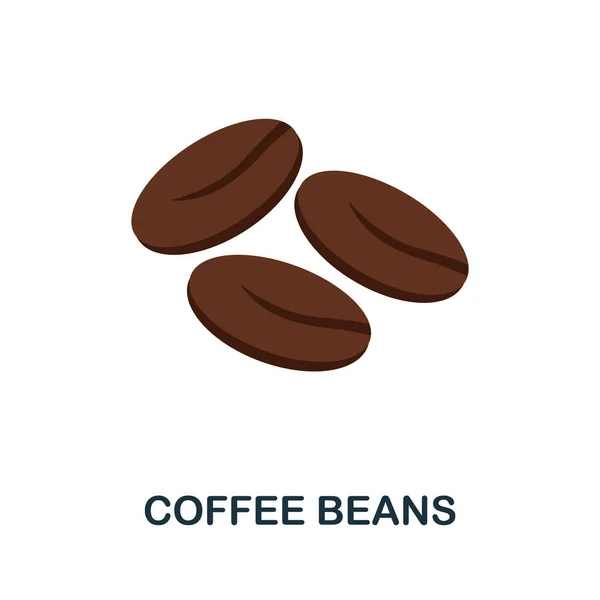 Chicchi di caffè icona piatta. Colore elemento semplice dalla collezione di caffè. Creativi chicchi di caffè icona per il web design, modelli, infografica e altro ancora — Vettoriale Stock