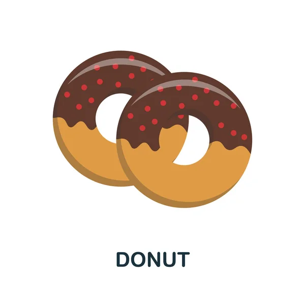 Donut icono plano. Color elemento simple de la colección de café. Icono de Donut creativo para diseño web, plantillas, infografías y más — Archivo Imágenes Vectoriales
