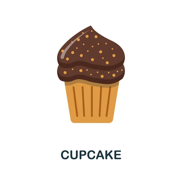 Cupcake icône plate. Couleur élément simple de la collection de café. Icône Creative Cupcake pour la conception web, les modèles, les infographies et plus encore — Image vectorielle