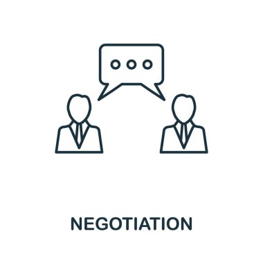 Müzakere ikonu. İş yönetimi koleksiyonundan basit bir unsur. Web tasarımı, şablonlar, bilgi grafikleri ve daha fazlası için yaratıcı müzakere simgesi
