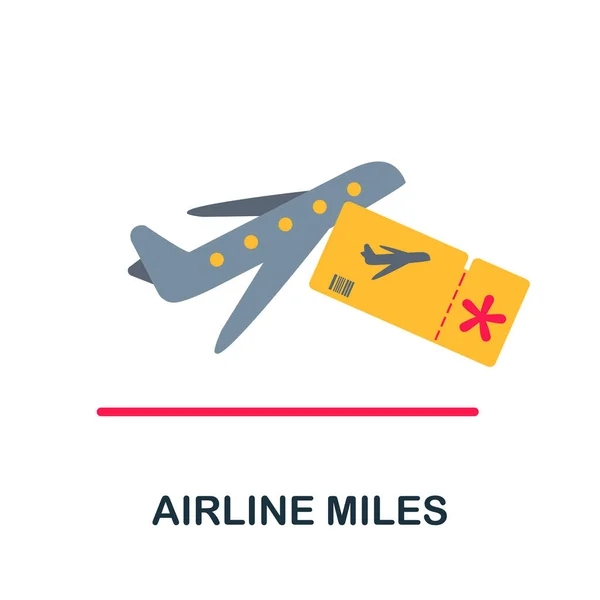 Icono plano Millas de aerolínea. Color elemento simple de la colección de fidelización del cliente. Icono de Creative Airline Miles para diseño web, plantillas, infografías y más — Archivo Imágenes Vectoriales