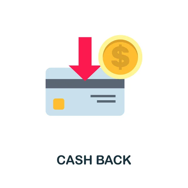 Cash Terug platte pictogram. Kleur eenvoudig element uit klantenbinding collectie. Creative Cash Back icoon voor webdesign, sjablonen, infographics en meer — Stockvector