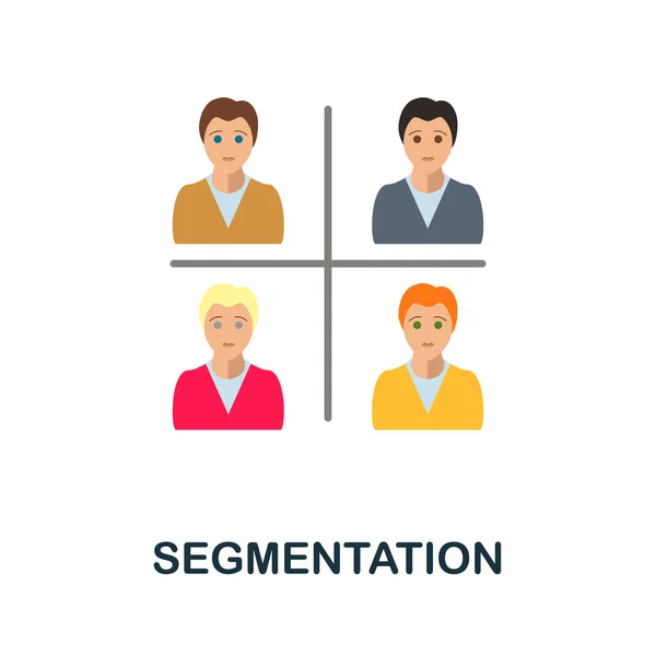 Icono plano de segmentación. Color elemento simple de la colección de fidelización del cliente. Icono de segmentación creativa para diseño web, plantillas, infografías y más — Vector de stock