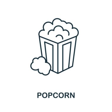 Patlamış mısır ikonu. Sinema koleksiyonundan basit bir parça. Web tasarımı, şablonlar, bilgi grafikleri ve daha fazlası için yaratıcı Popcorn simgesi