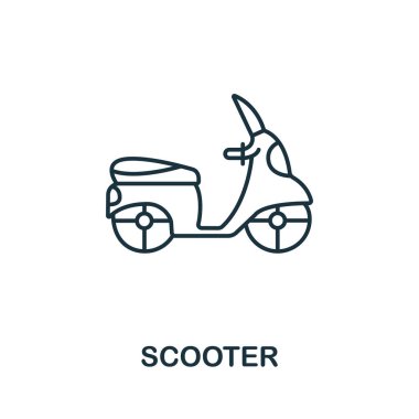 İtalya Koleksiyonundan Scooter ikonu. Şablonlar, web tasarımı ve bilgi grafikleri için basit çizgi Scooter simgesi