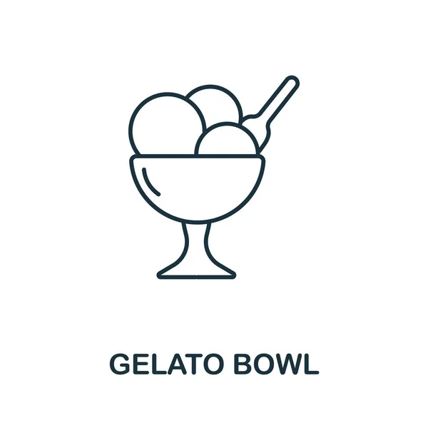 Ícone Gelato Bowl da coleção italia. Linha simples Gelato Bowl ícone para modelos, web design e infográficos — Vetor de Stock