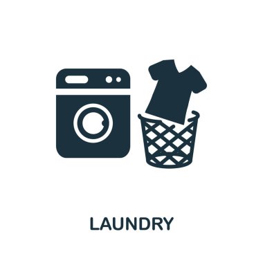 Çamaşır ikonu. Şablonlar, web tasarımı ve bilgi grafikleri için basit satır ögesi çamaşır sembolü