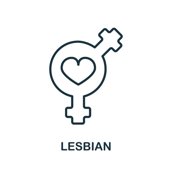 Lesbisch icoon uit de Igbt collectie. Eenvoudige lijn Lesbian icoon voor sjablonen, web design en infographics — Stockvector