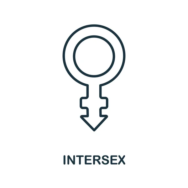 Ícone intersexual da coleção lgbt. Ícone Intersex de linha simples para modelos, web design e infográficos — Vetor de Stock
