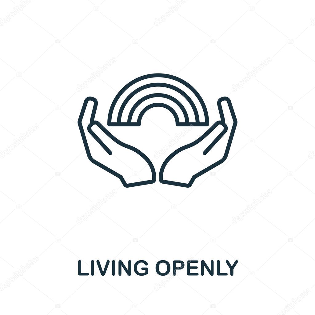 Living Openly icon from lgbt collection. Simple line Living Openly icon for templates, web design and infographics