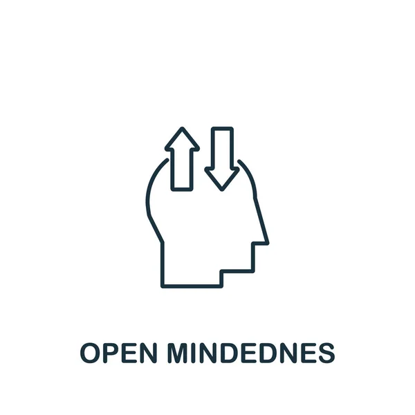 Apri l'icona Mindedness dalla collezione di abilità di vita. Linea semplice Icona Open Mindedness per modelli, web design e infografica — Vettoriale Stock