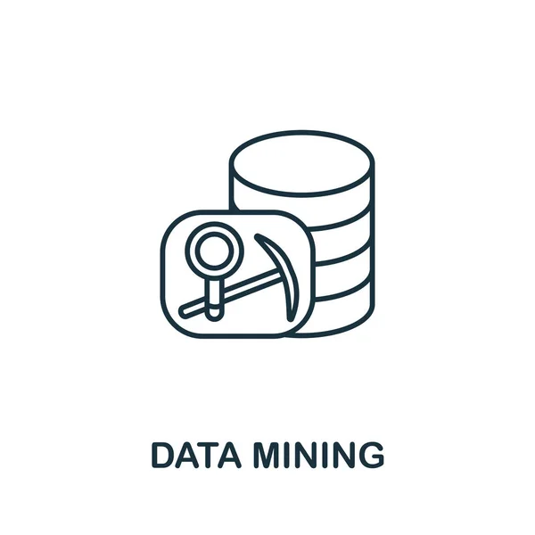 Icône Data Mining de la collection d'apprentissage automatique. Ligne simple icône Data Mining pour les modèles, la conception web et l'infographie — Image vectorielle