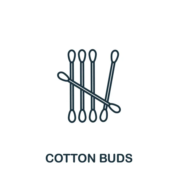 Makyaj ve güzellik koleksiyonundan Cotton Buds ikonu. Şablonlar, web tasarımı ve bilgi grafikleri için basit çizgi ögesi pamuk tomurcukları sembolleri — Stok Vektör