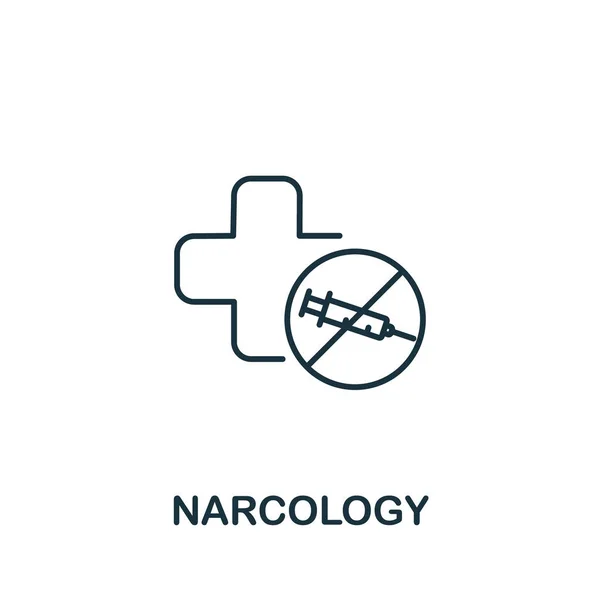 Ikona narkologie z lékařské sbírky. Jednoduchý lineární symbol narkologie pro šablony, webdesign a infografiku — Stockový vektor