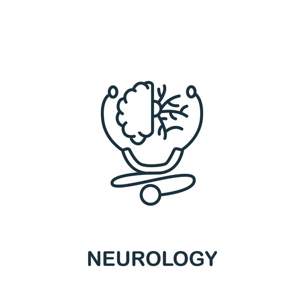 Icona neurologica della collezione medica. Simbolo semplice di neurologia degli elementi di linea per modelli, web design e infografica — Vettoriale Stock