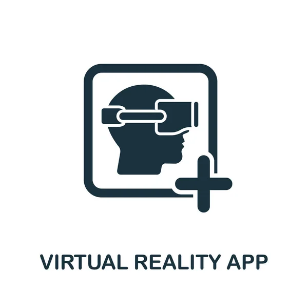 Ícone de aplicativo de realidade virtual da coleção de desenvolvimento de aplicativos móveis. Linha simples ícone Realidade Virtual App para modelos, web design e infográficos — Vetor de Stock