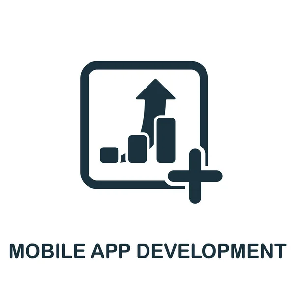 Ícone de desenvolvimento de aplicativos móveis. Simbolo de desenvolvimento de aplicativo móvel de elemento de linha simples para modelos, web design e infográficos — Vetor de Stock