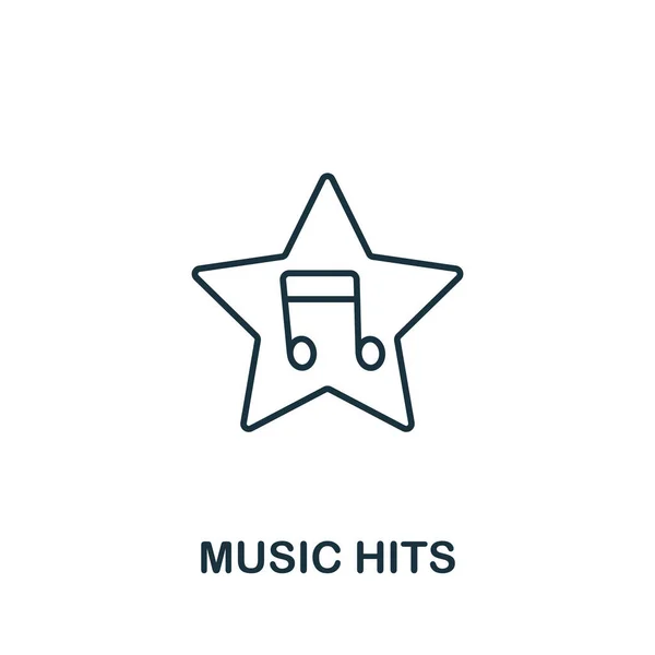 Música Hits ícone da coleção de música. Linha simples Música Hits ícone para modelos, web design e infográficos —  Vetores de Stock