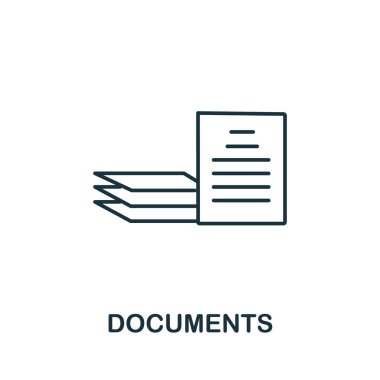 Ofis aletleri koleksiyonundan belge simgesi. Şablonlar, web tasarımı ve bilgi grafikleri için basit satır belgeleri simgesi