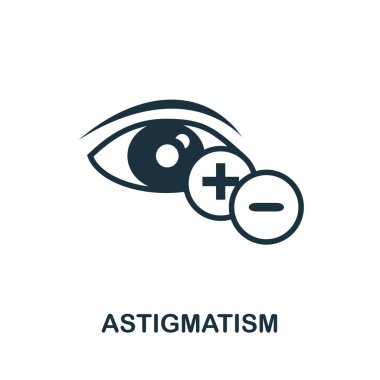 Astigmatizm ikonu. Göz bilimi koleksiyonundan basit bir illüstrasyon. Web tasarımı, şablonlar, bilgi grafikleri ve daha fazlası için yaratıcı Astigmatizm simgesi