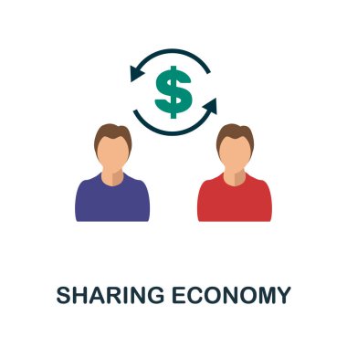 Ekonomi ikonunu paylaşıyorum. Fintech koleksiyonundan basit bir renk ögesi. Web tasarımı, şablonlar, bilgi grafikleri ve daha fazlası için yaratıcı paylaşım ekonomisi simgesi