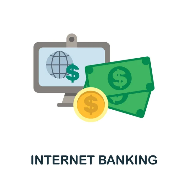 Internet Banking icona piatta. Elemento semplice a colori della collezione fintech. Creative Internet Banking icona per il web design, modelli, infografica e altro ancora — Vettoriale Stock