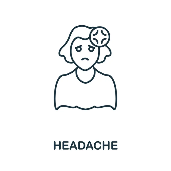 Ikona Bólu Głowy Prosta Ilustracja Kolekcji Koronawirusów Kreatywna Ikona Bólu — Wektor stockowy
