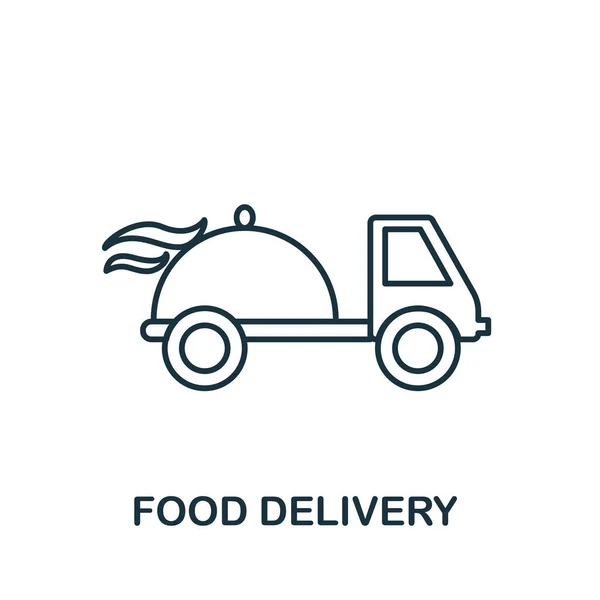Food Delivery Icon Simple Illustration Delivery Collection Monochrome Food Delivery — Stock Vector
