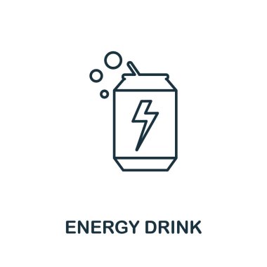Enerji içeceği ikonu. İçki koleksiyonundan basit bir parça. Web tasarımı, şablonlar, bilgi grafikleri ve daha fazlası için yaratıcı enerji içeceği simgesi
