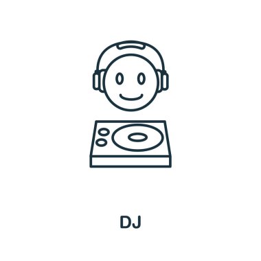 Parti koleksiyonundan DJ ikonu. Şablonlar, web tasarımı ve bilgi grafikleri için basit çizgi ögesi dj sembolü