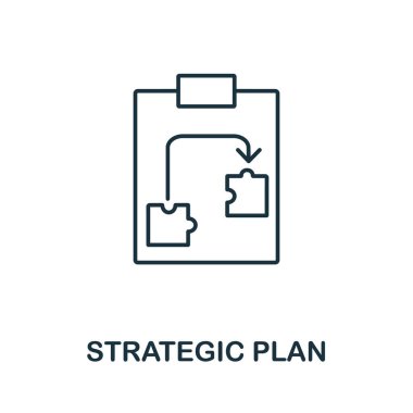 Planlama koleksiyonundan Stratejik Plan simgesi. Şablonlar, web tasarımı ve bilgi grafikleri için basit satır Stratejik Planlama simgesi